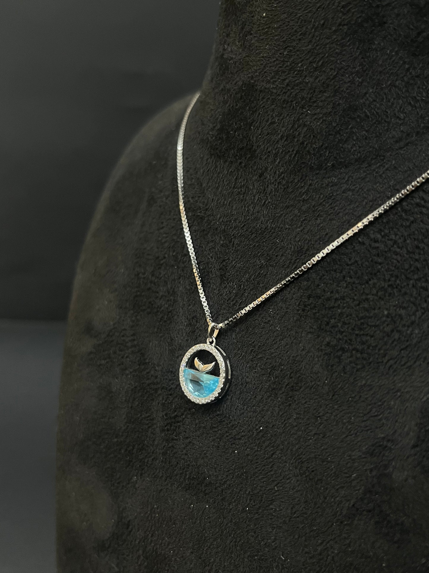 Silver Ladies Chain Dolphin aqua