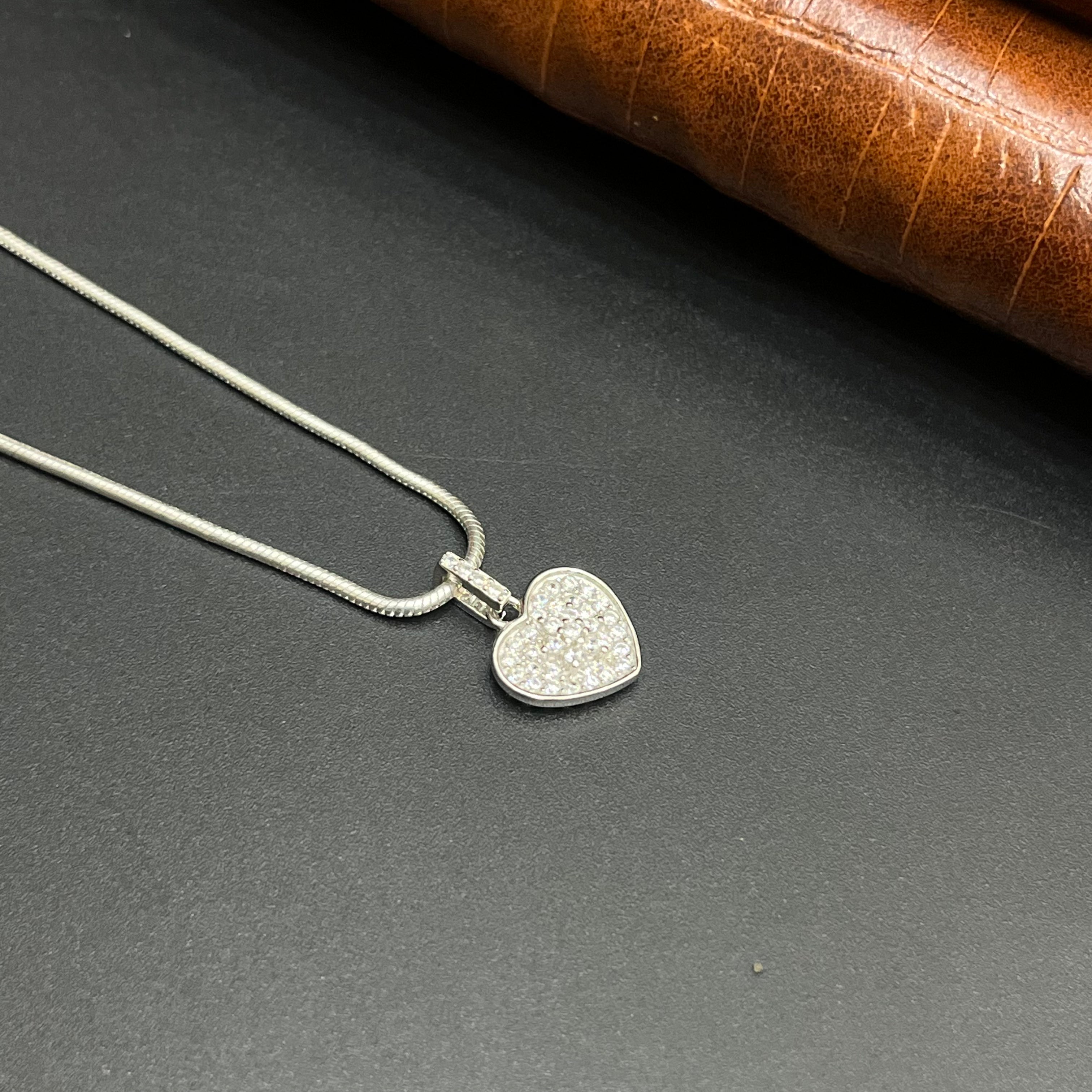 Silver Ladies Pendant Love Heart Charm Rose 925