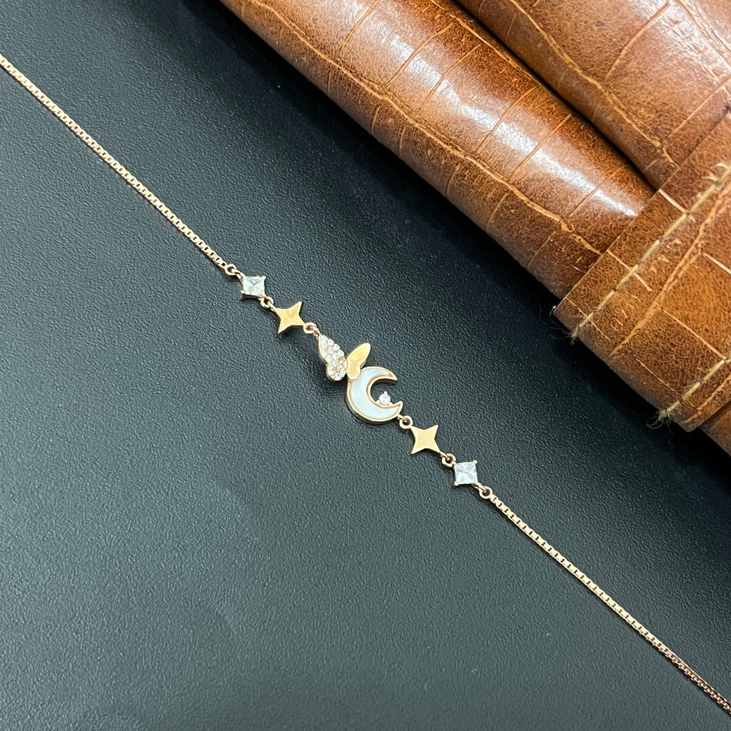 Silver ladies Bracelet Butterfly & Moon Rosegold 925