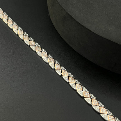 Silver Mens Bracelet Center Kathli Cut