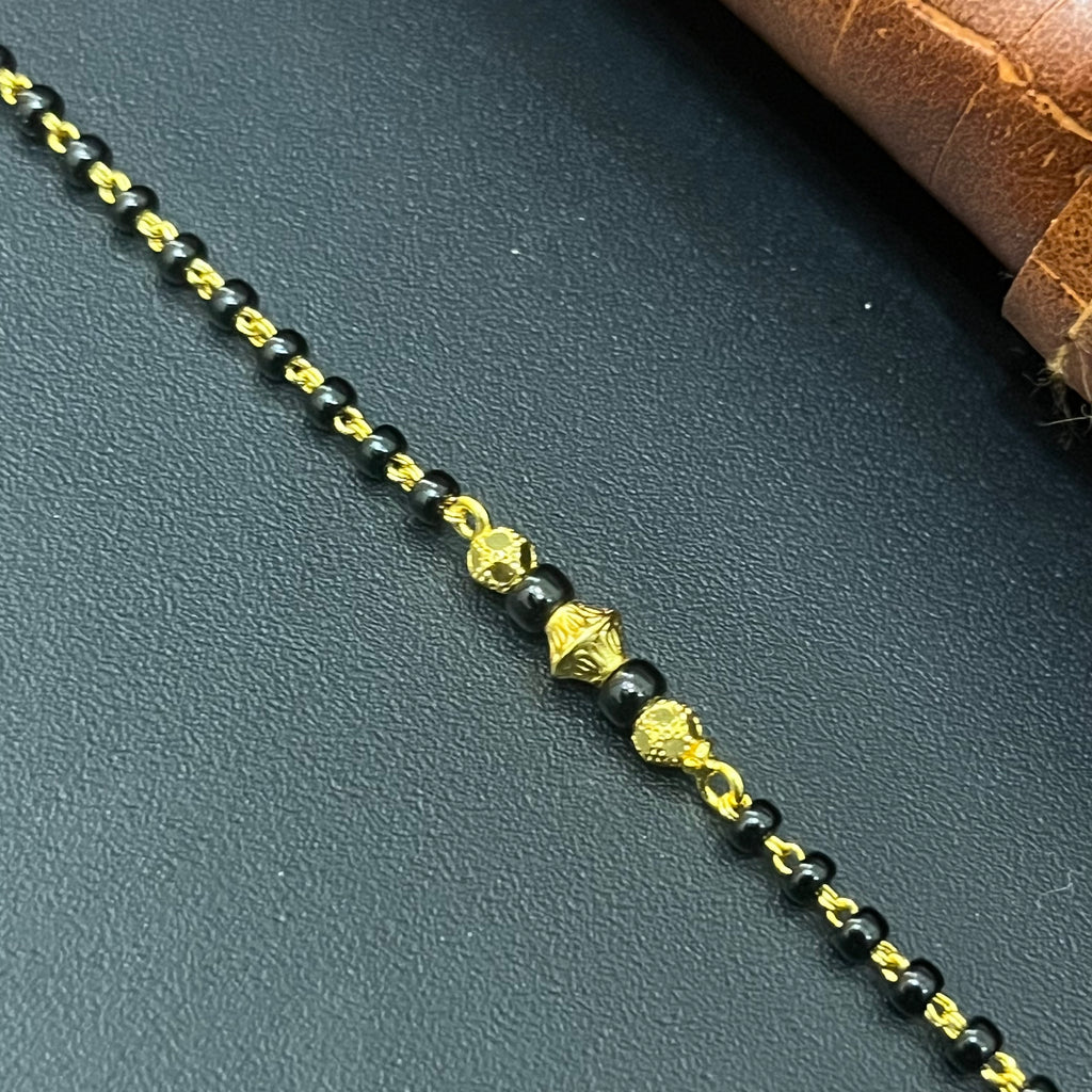Silver Ladies Bracelet Black beads Gold Finished B1