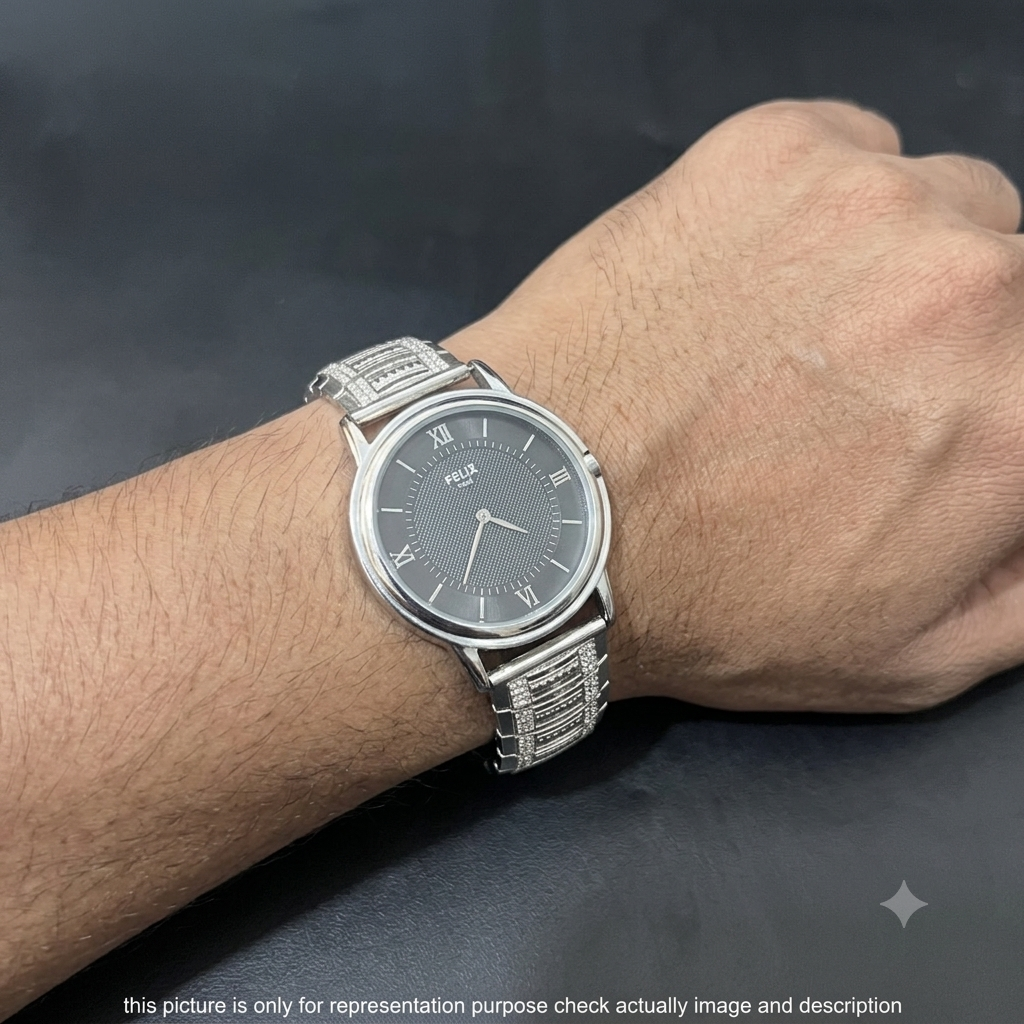 Silver Mens watch Imperial Diamond Link Stone 925