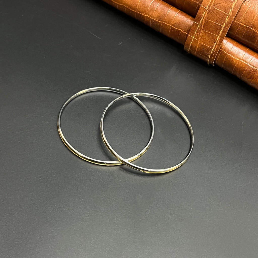 Silver Kids Bangle Dual Tone Gold Finish