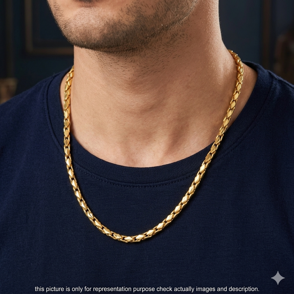Silver Kathli Chain Two Tone Gold Finished 20inches H