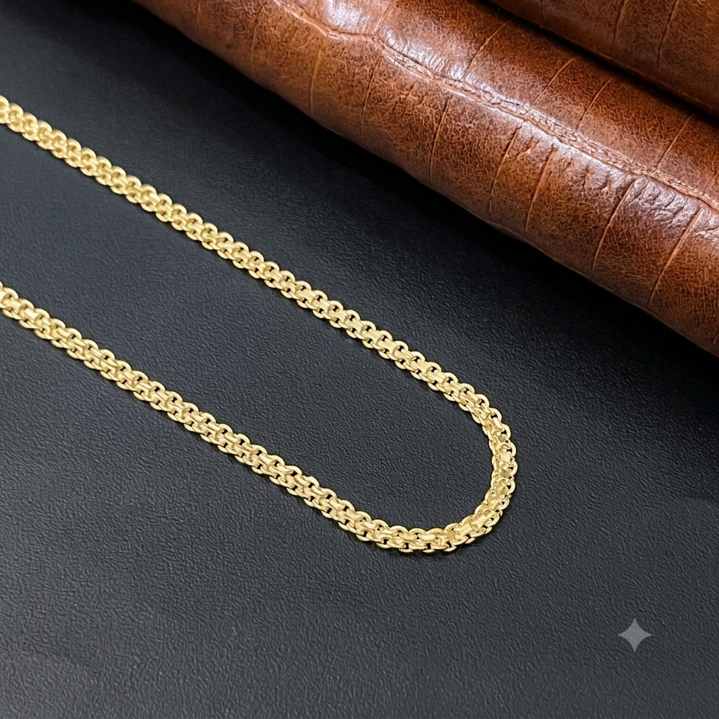 Silver Mens Chain Flat 18i Inches Gold Finished 925 R