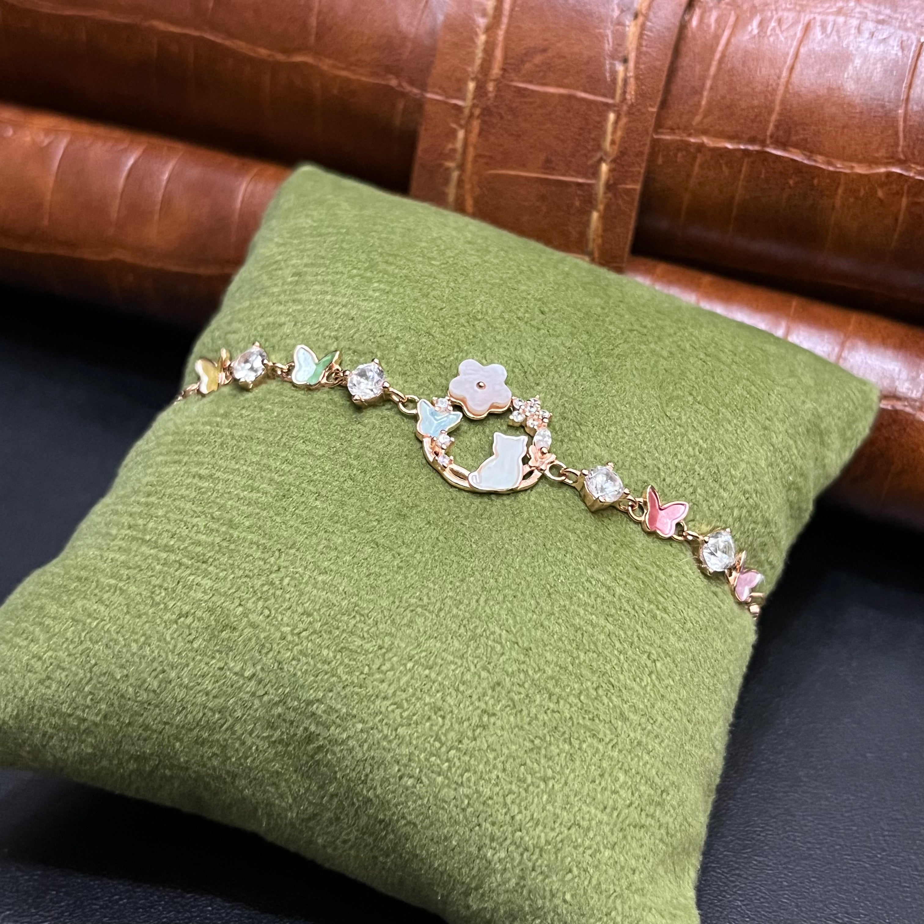 Silver Ladies Bracelet Floral Butterfly Garden Rose Gold 925
