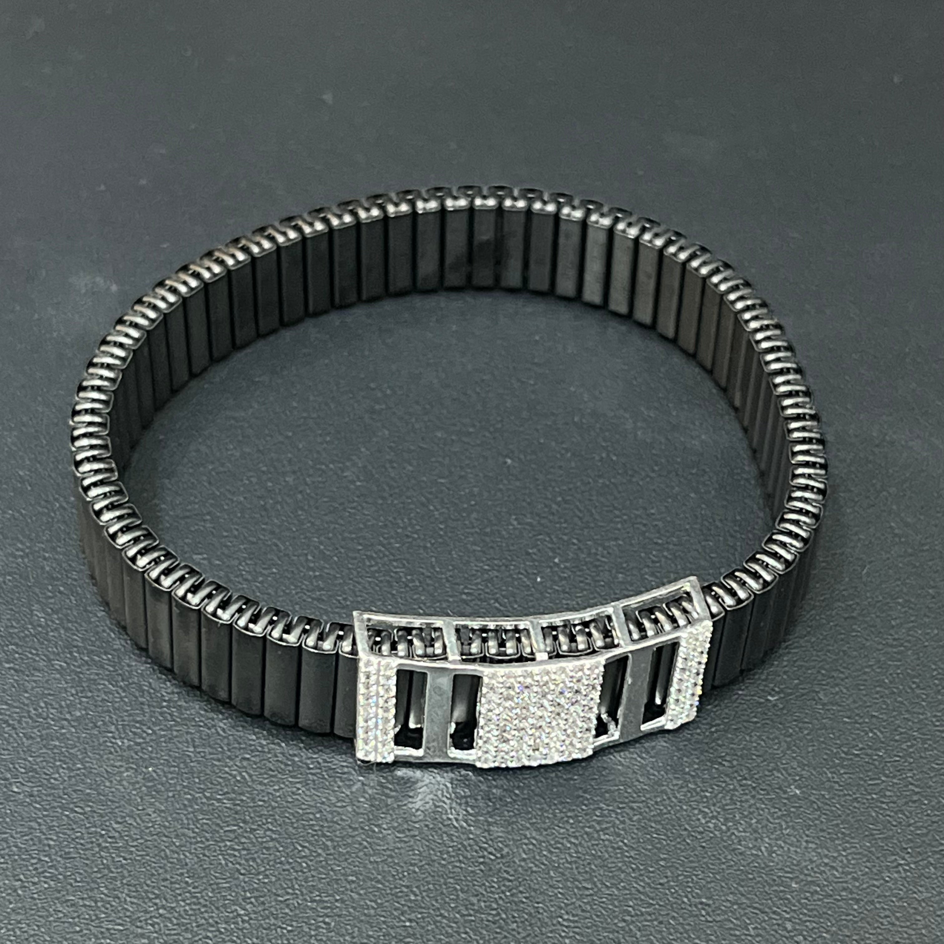 Silver Mens Flexible Bracelet Belt 925