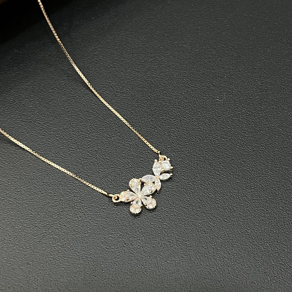 Silver Ladies Chain Petal Multi Rosegold