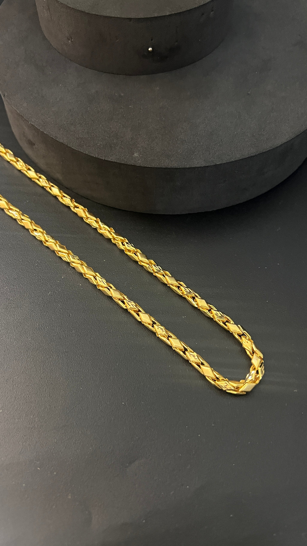 Silver Men’s Gold Kathli Design Chain – CNC Cut Finish