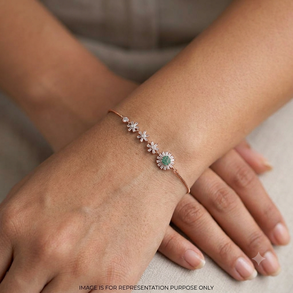 Silver Ladies Bracelet Garden of Grace White Stone Rose Gold 925