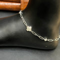 Silver Ladies Anklet Floral Oval Grace With Stone  925