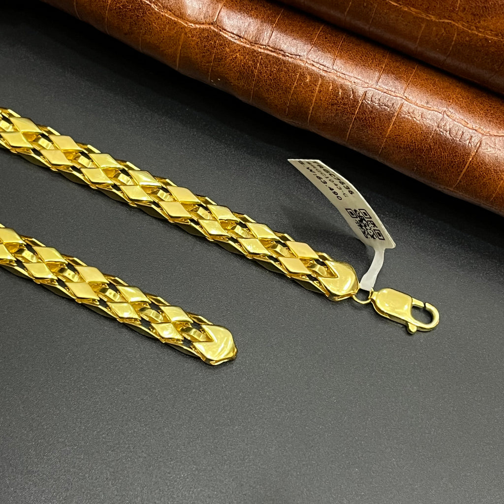 Silver Mens Chain Kathli Premium Two Layer Edition Gold Finish 925