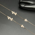 Silver Ladies Anklet Big Petal Crystal Rose Gold 925