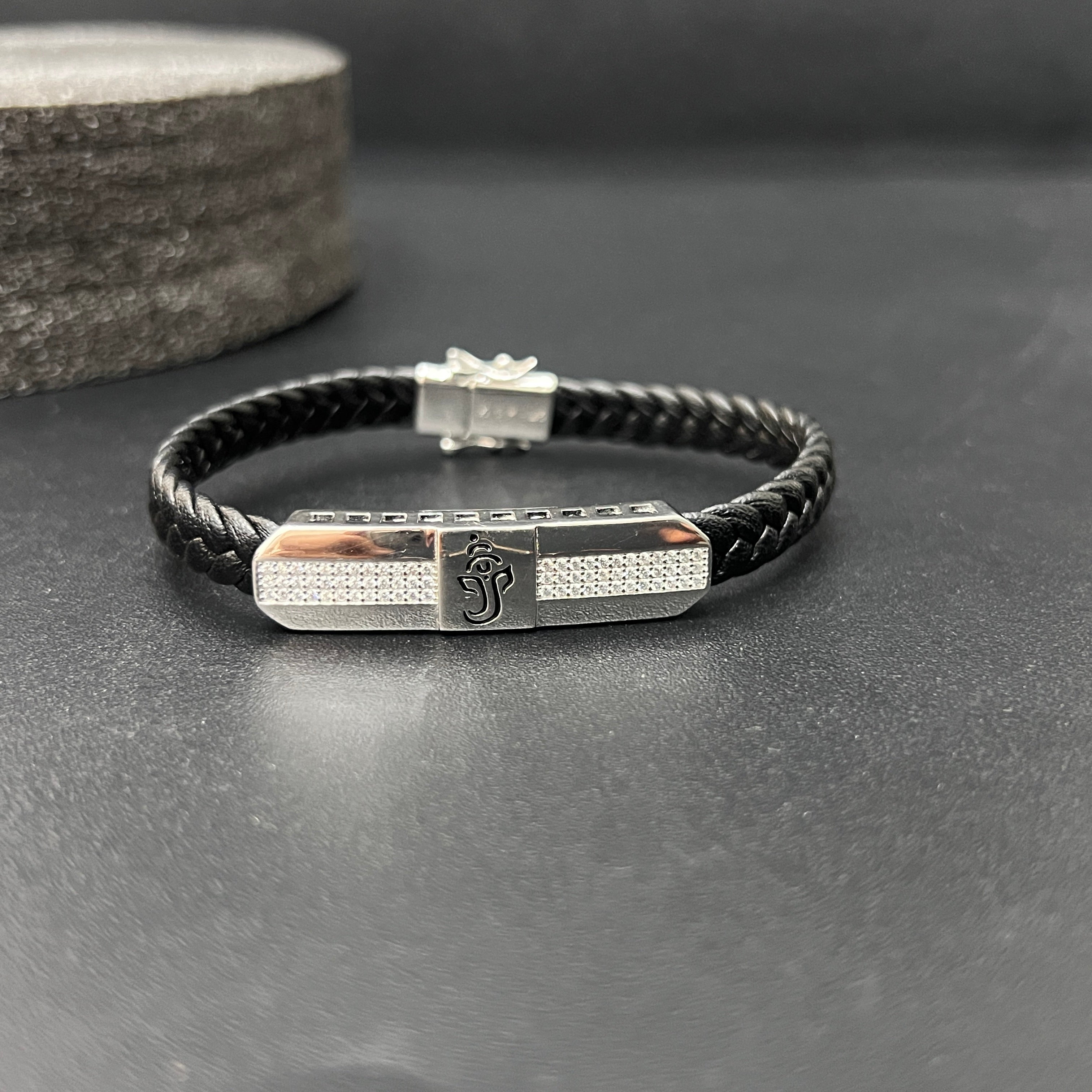 Silver Mens Leather Bands OM