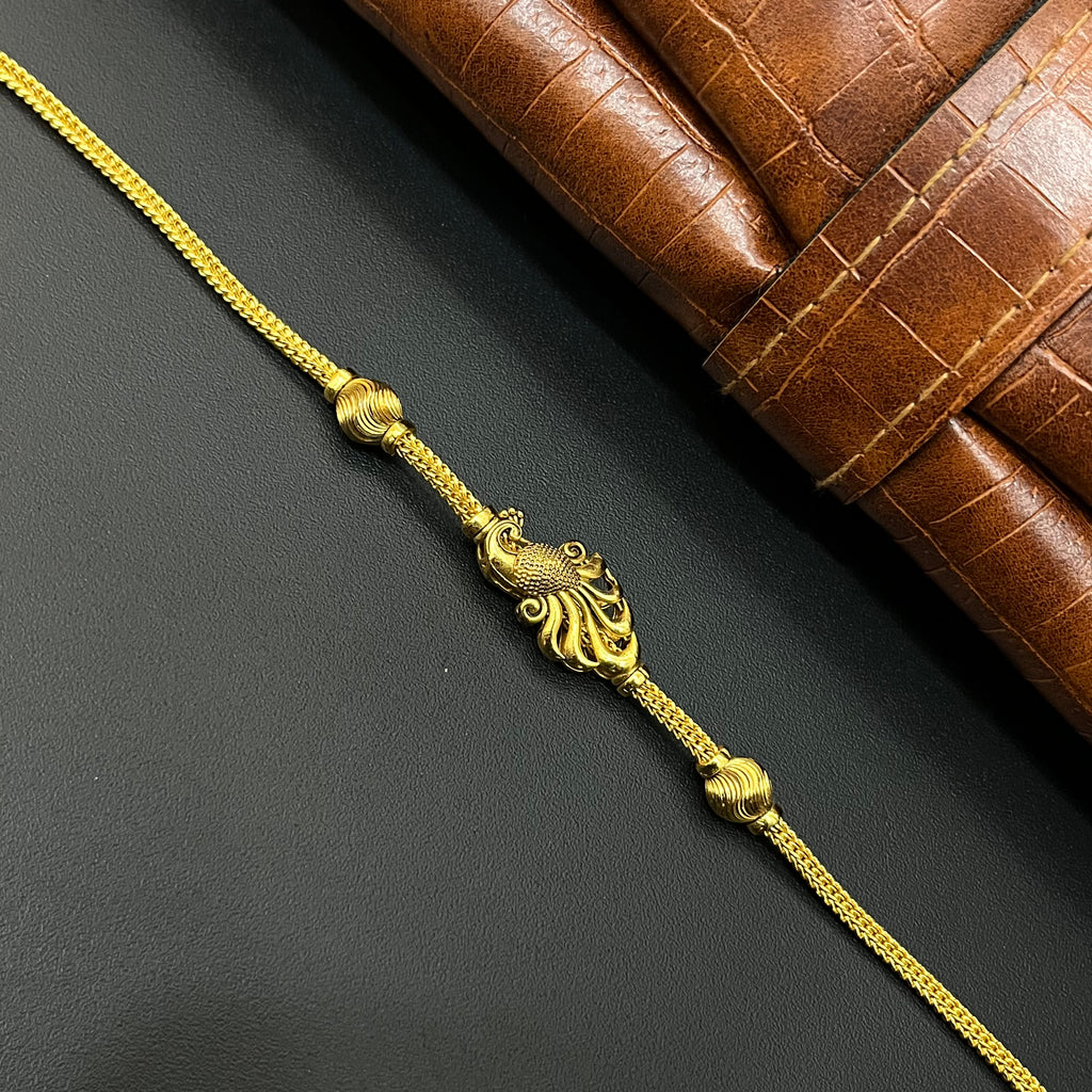 Silver Gold Finished Thali Saradu Antique Peacock & Ballz