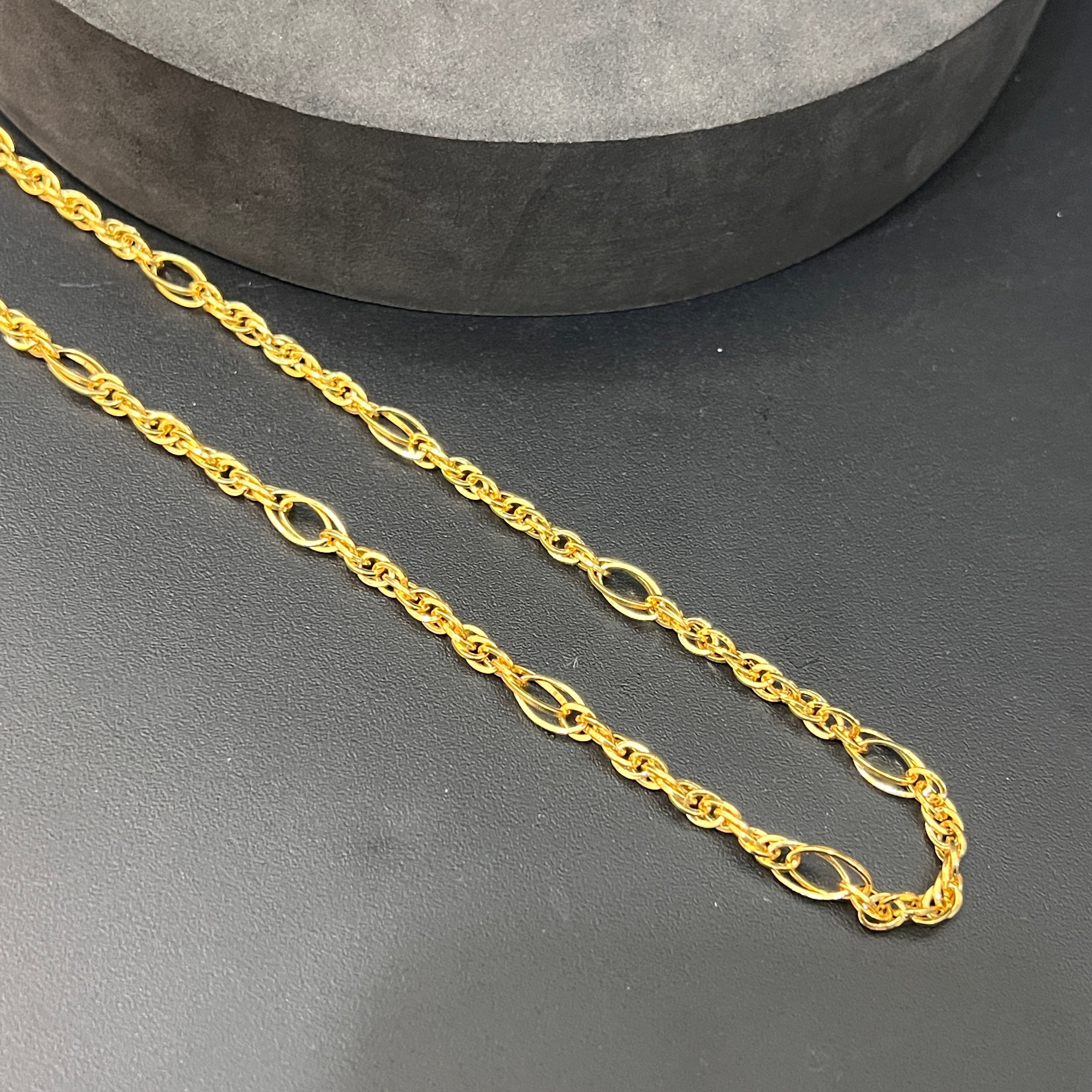 Silver Mens Chain Indo Italian Luxury Royal  & Oval Gold Finish 925