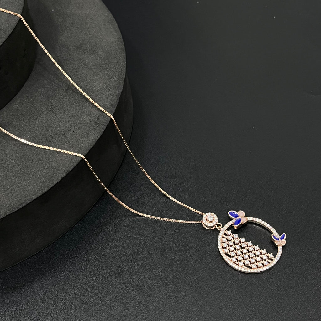 Silver Ladies Pendant Chain circle dots Rosegold