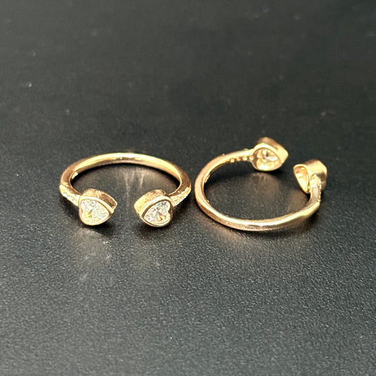 Silver Ladies Toe Rings Hearts AD SS