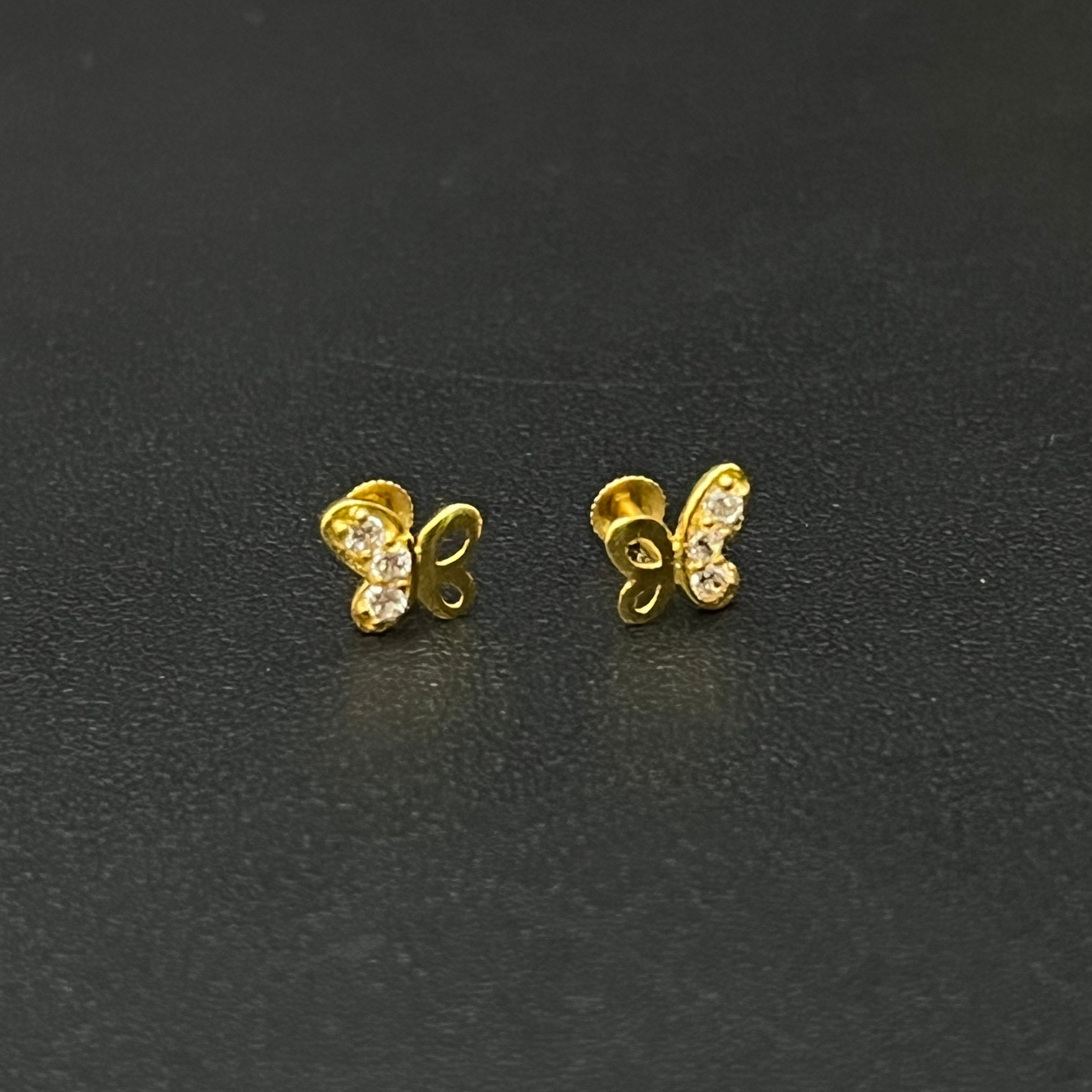 Gold Second stud Butterfly Stones