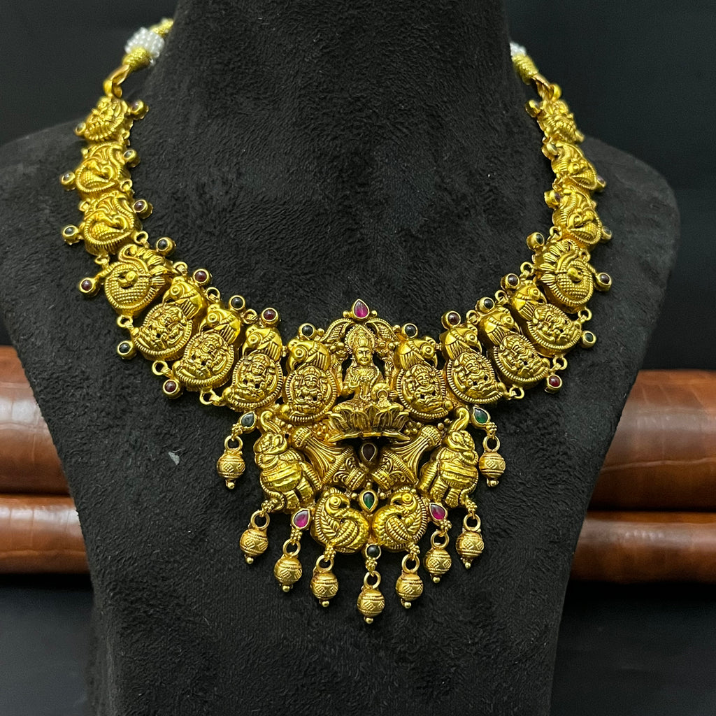 Silver Antique Necklace Gold Finished N03