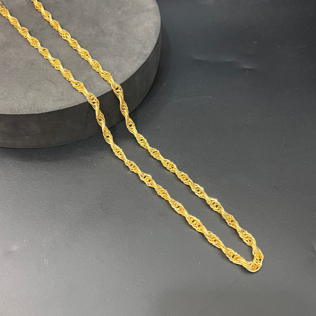 Silver Mens Chain Indo Italian Luxury Twisted Link Lock Gold Finish 925