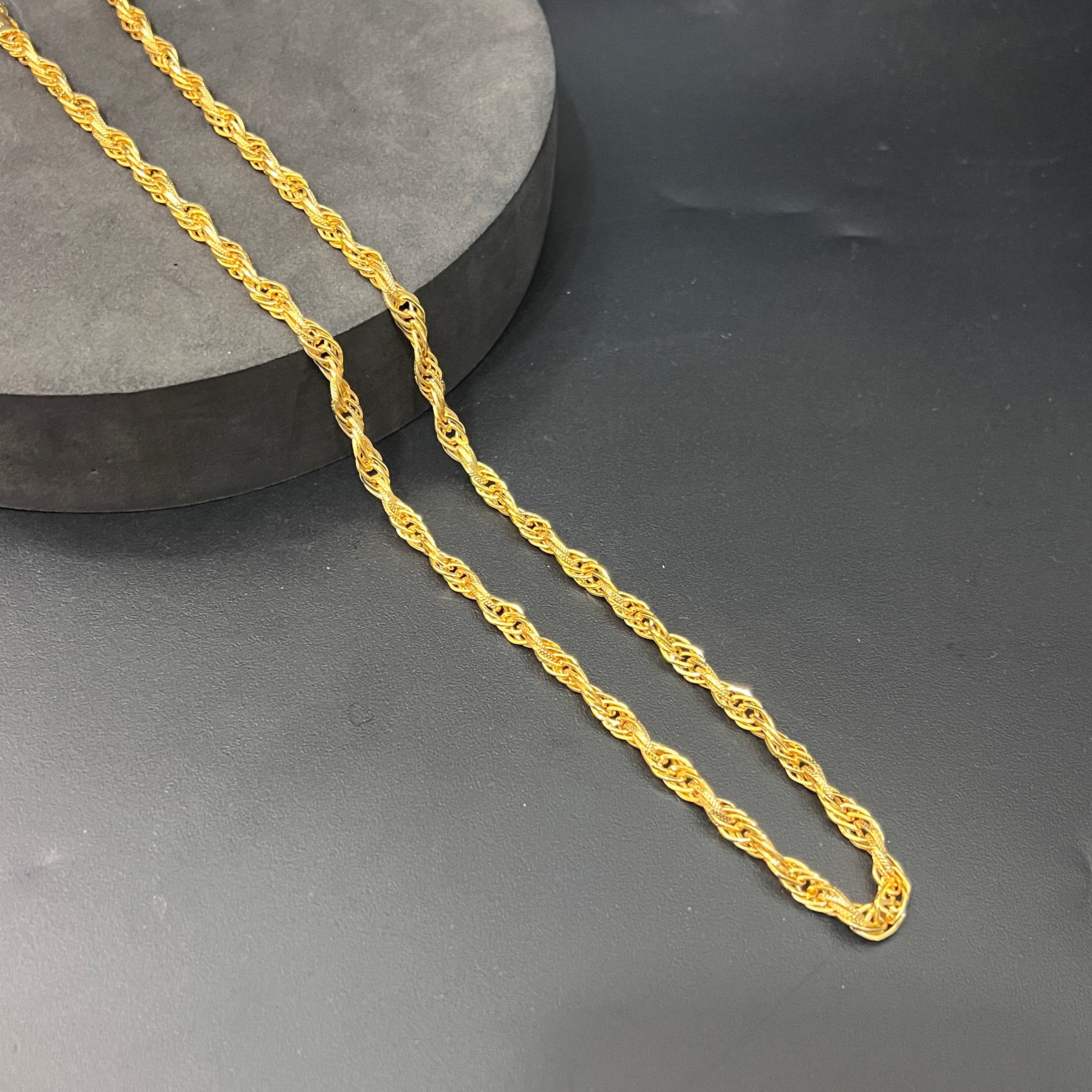 Silver Mens Chain Indo Italian Luxury Twisted Link Lock Gold Finish 925