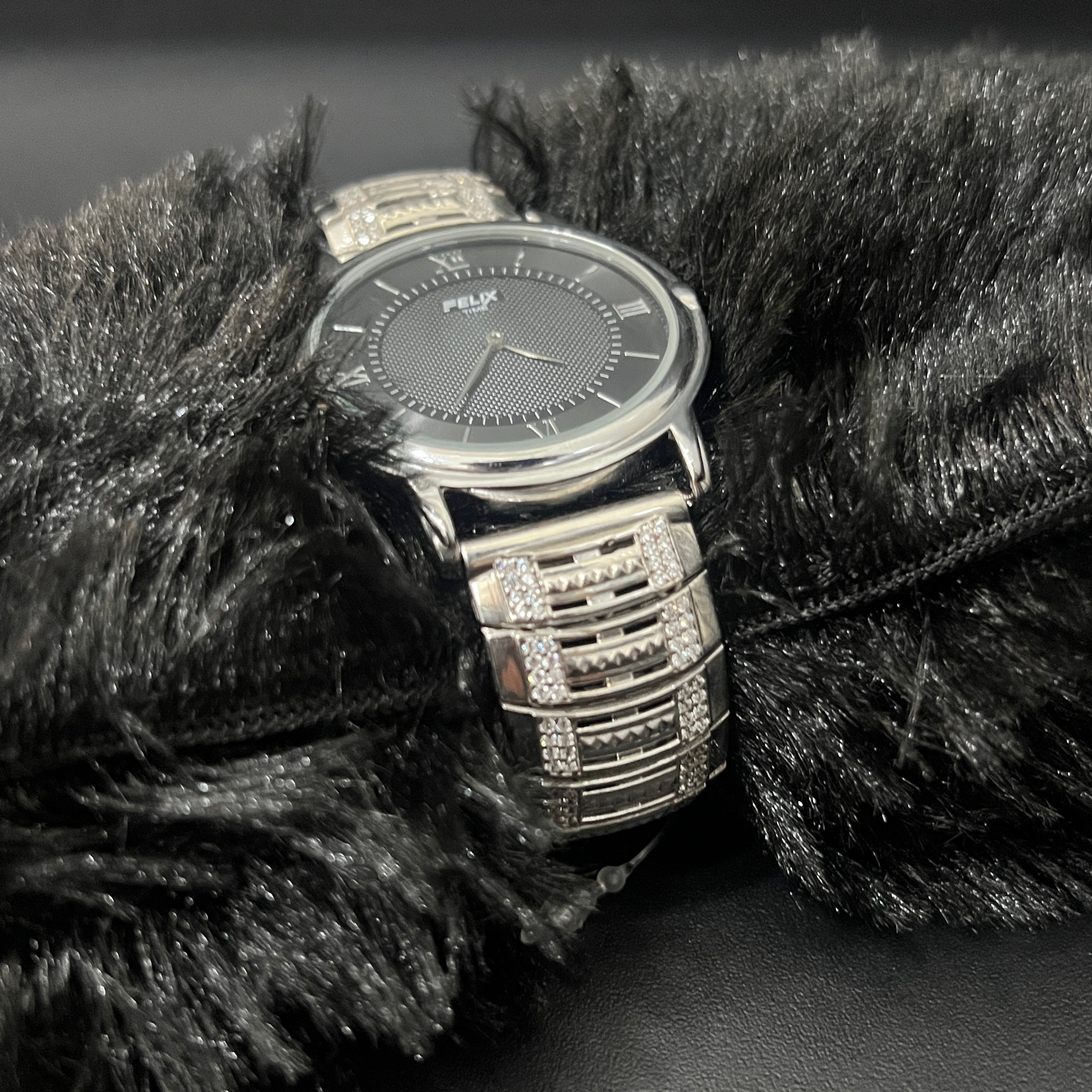 Silver Mens watch Imperial Diamond Link Stone 925