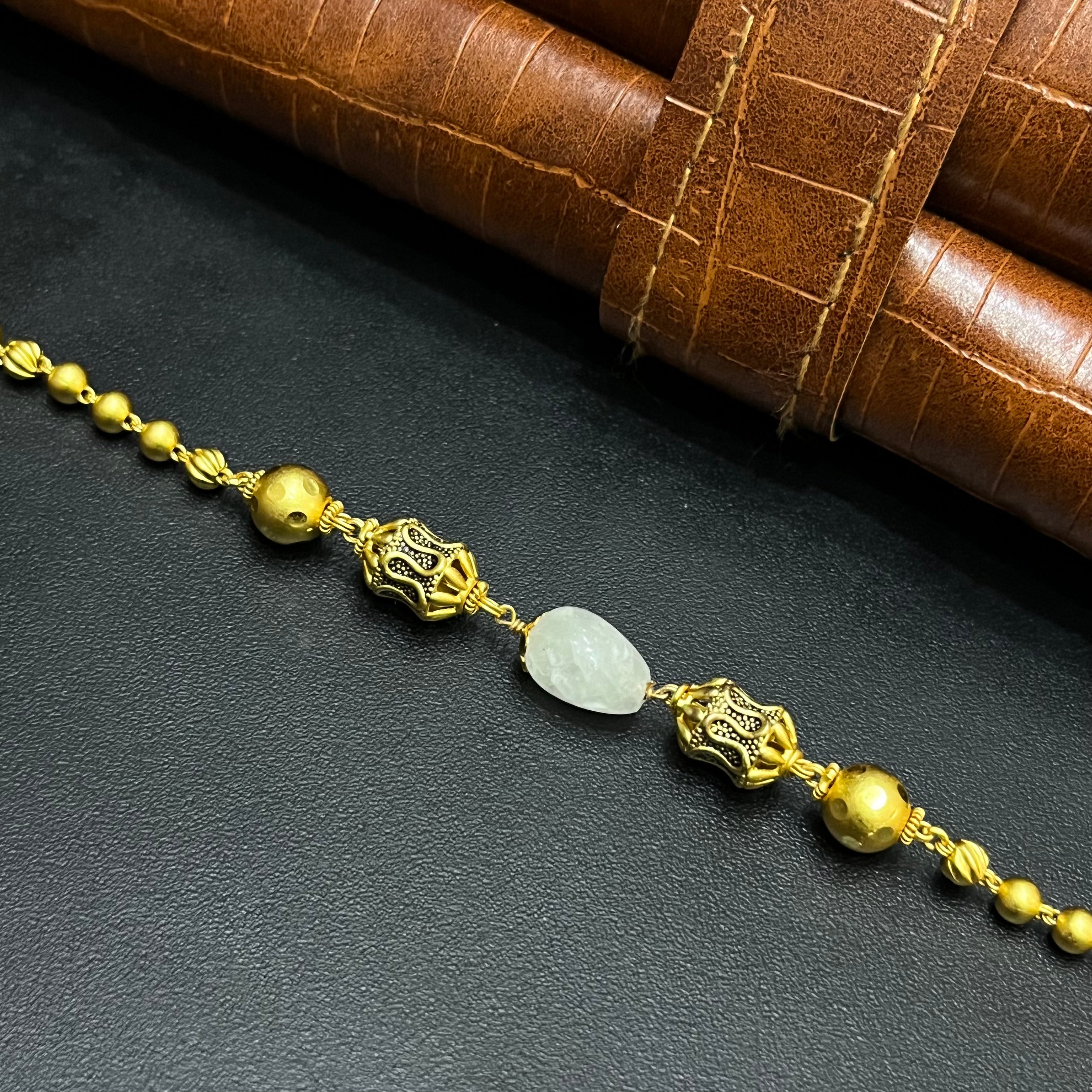 Silver Ladies Bracelet Divine Antique Beads Gold Finish 925