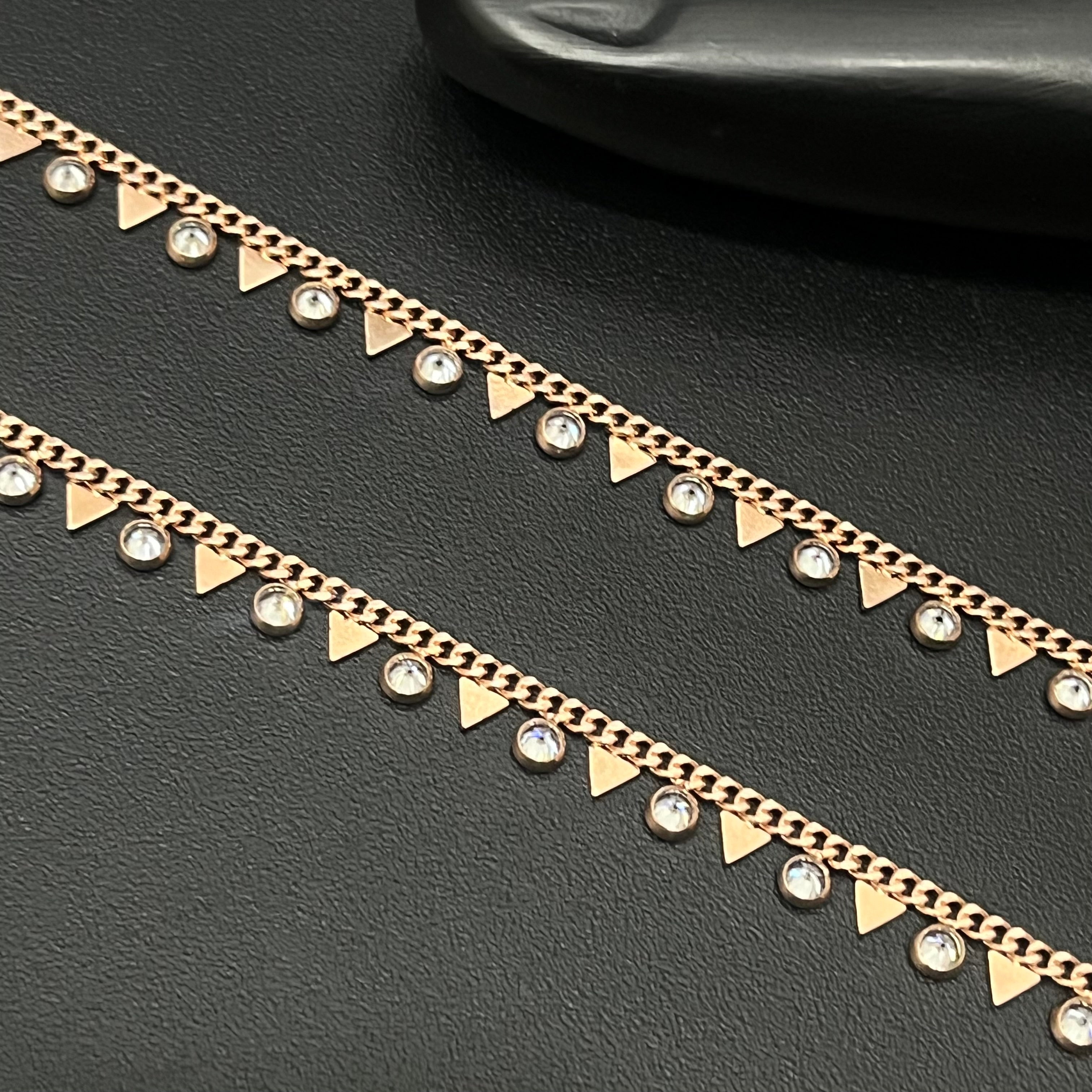 Silver Ladies Anklet Triangle & Circle