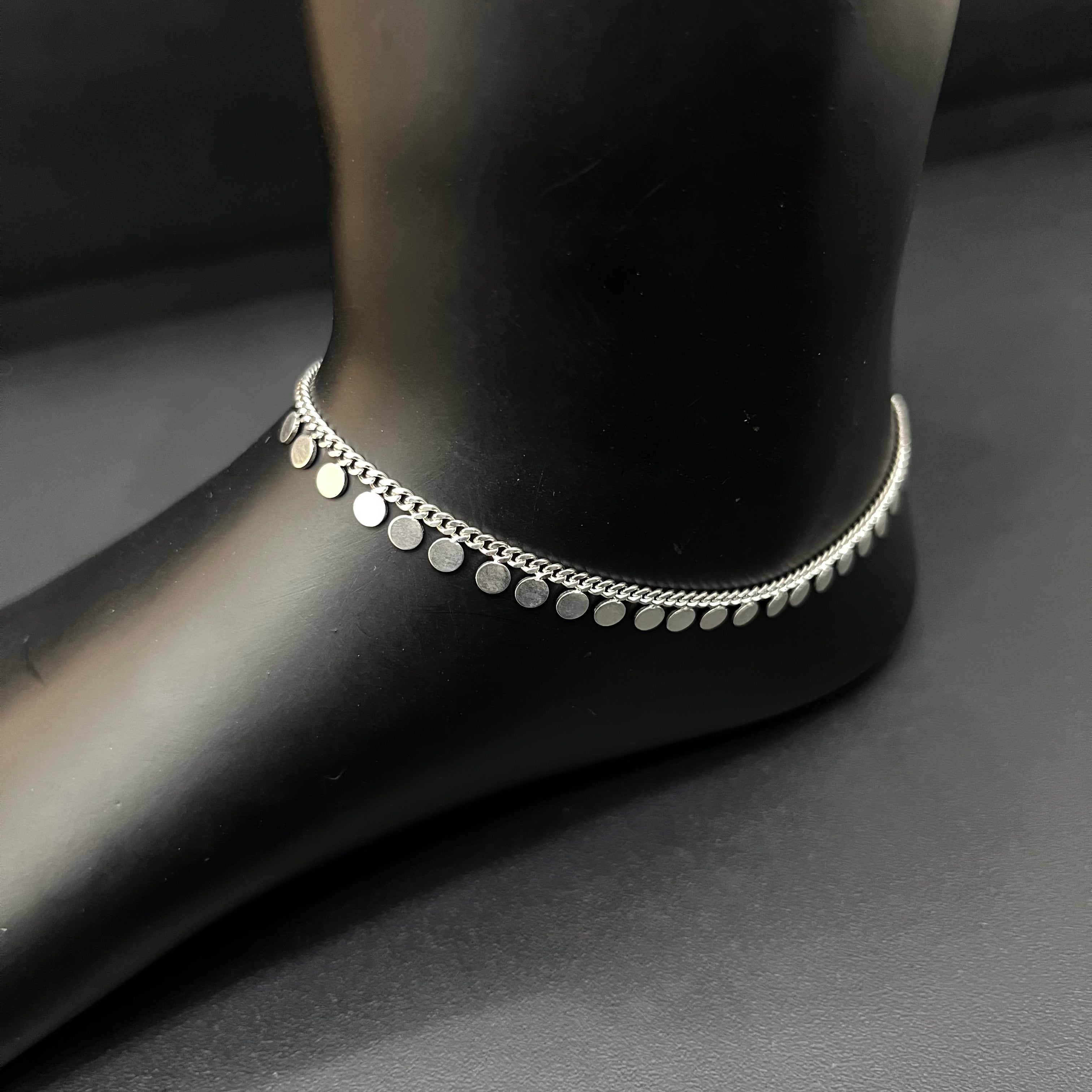 Silver Ladies Anklet Circle Charms