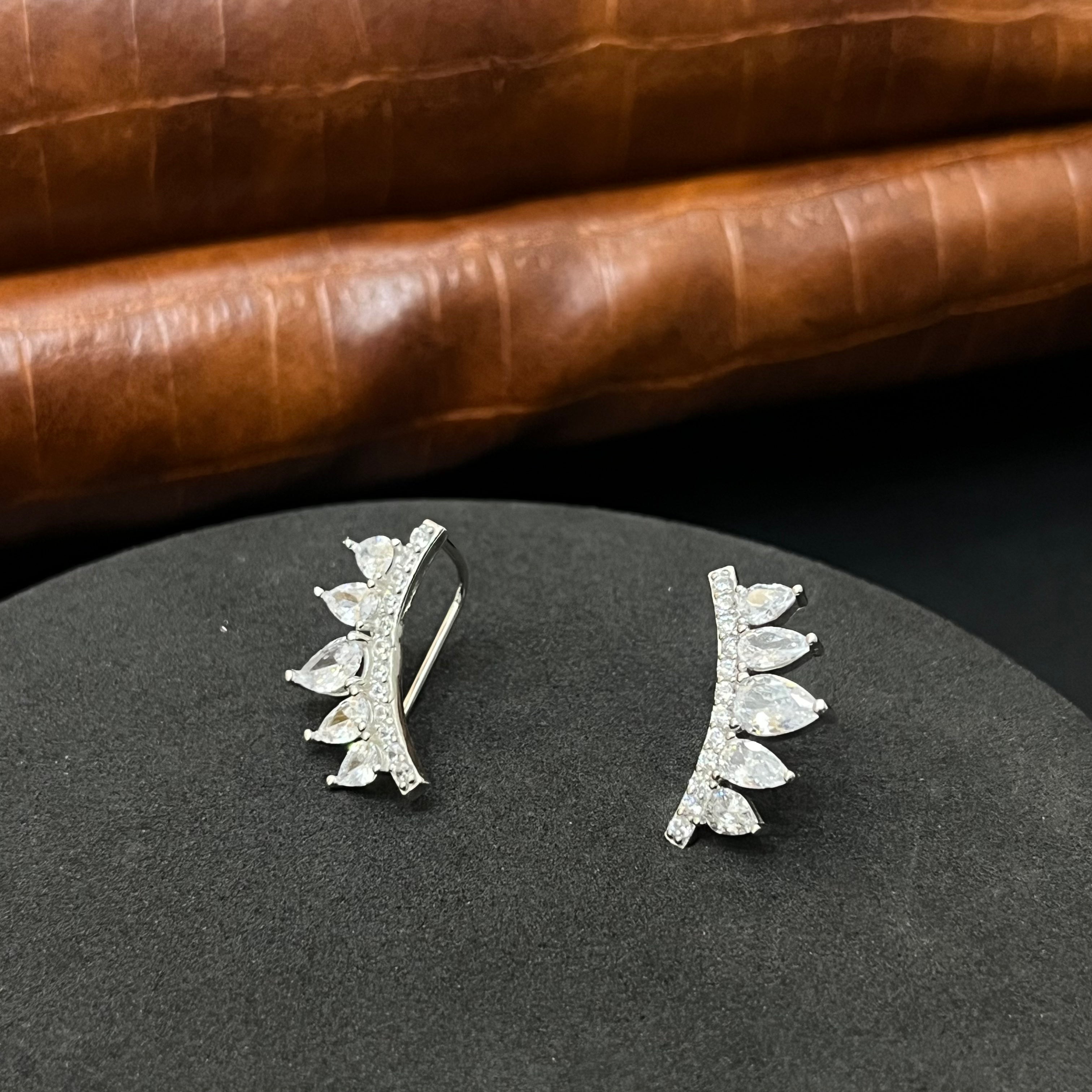 Silver Ladies  Earcuffs C Cut White