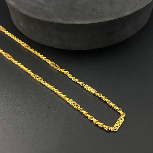 Mens Chain Gold Finished Italian Checkers Cut