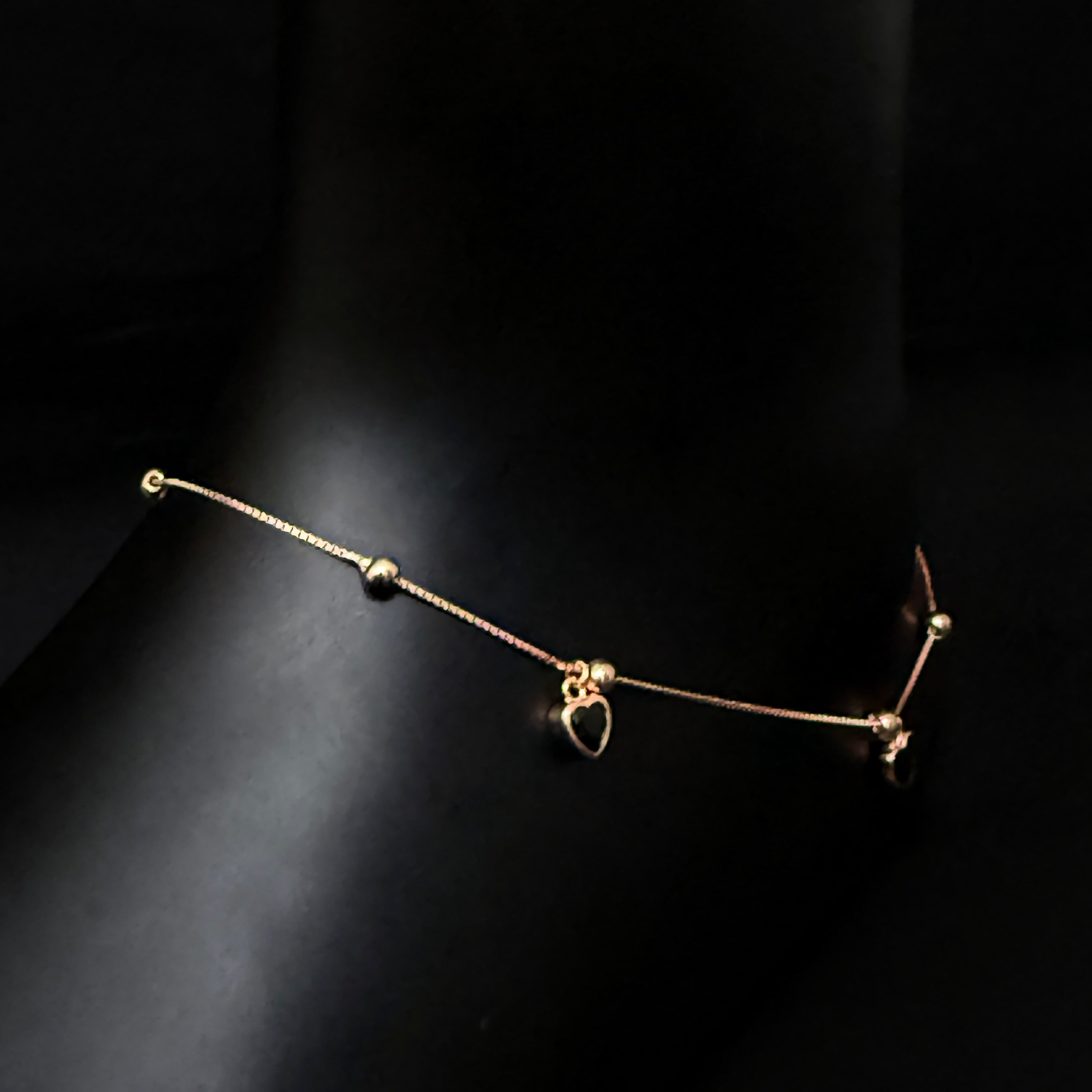 Silver Ladies Anklet Heart Charms Rosegold