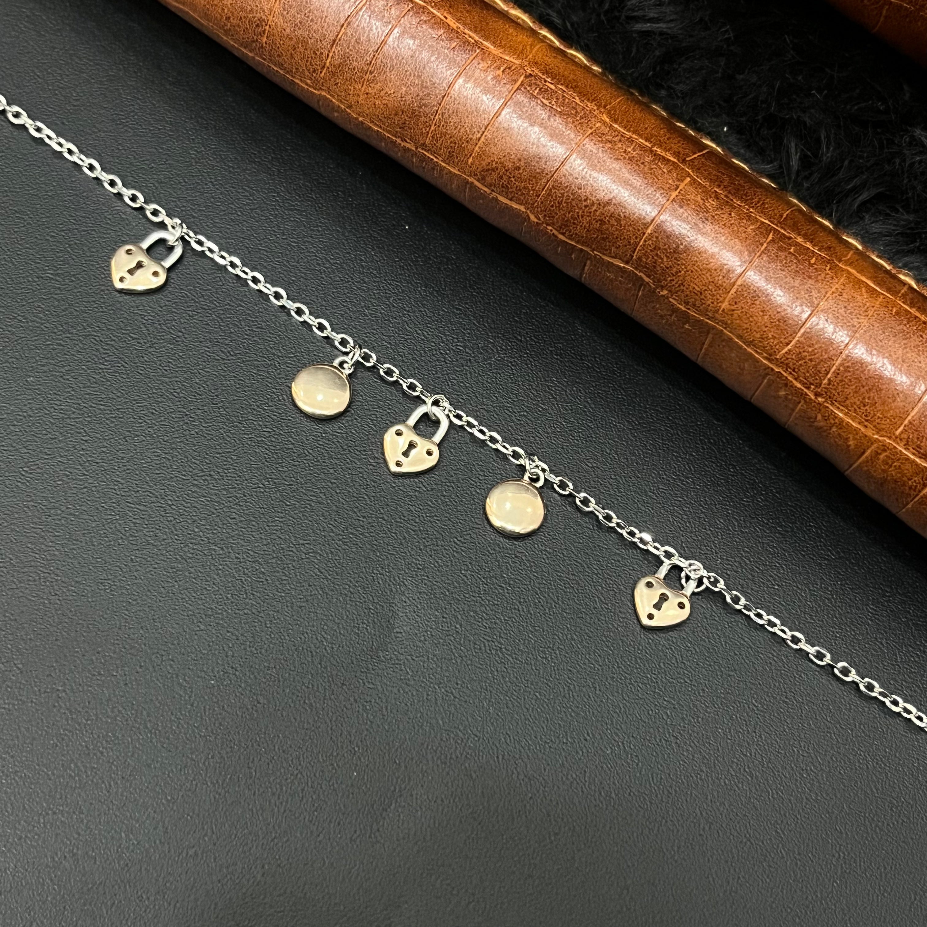 Silver Ladies Bracelet Love Charms