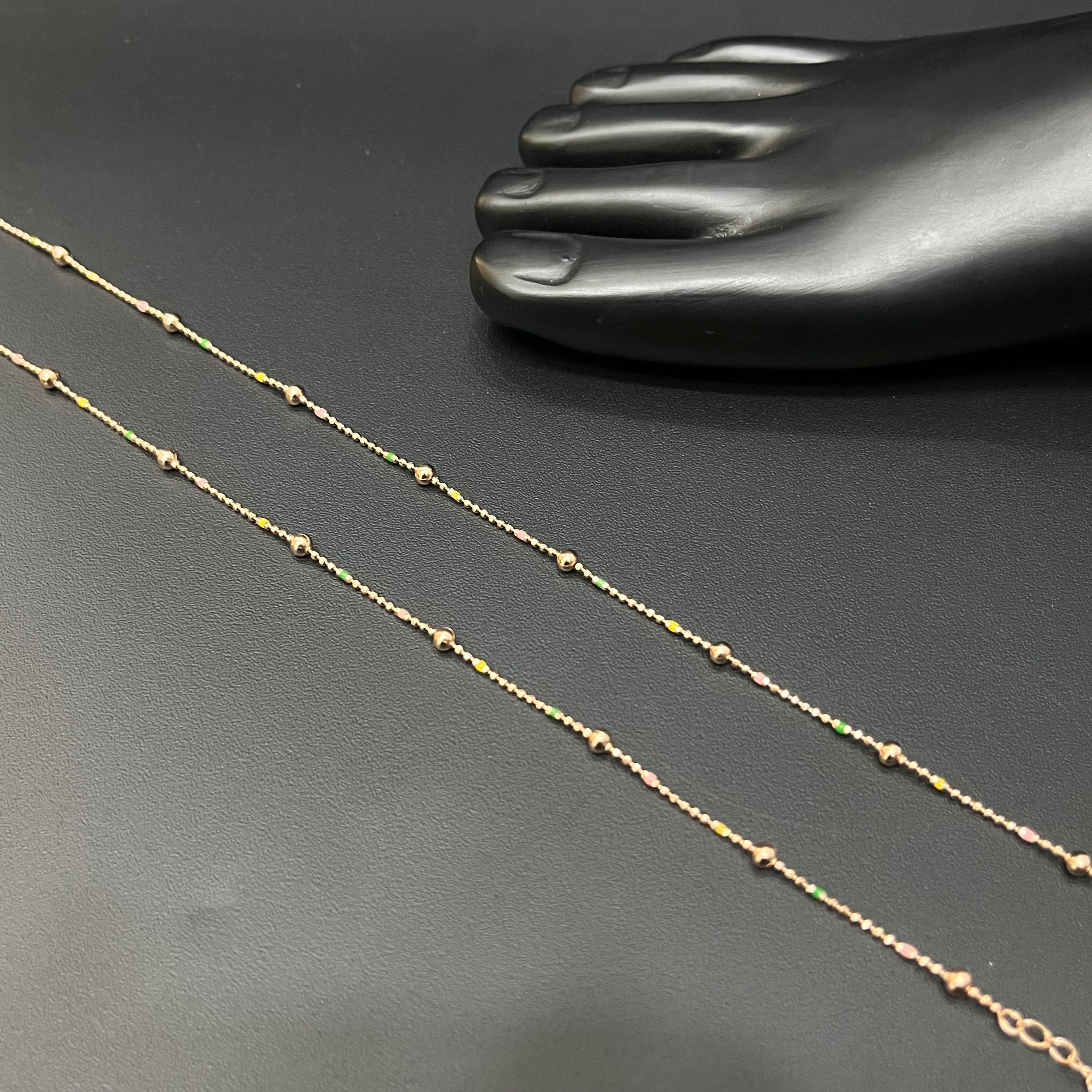 Silver Ladies Anklet Mini Balls RG