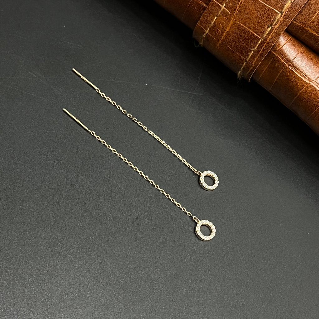 Silver Ladies Sui Daga Stud Hanging Round Crystal Rose Gold 925
