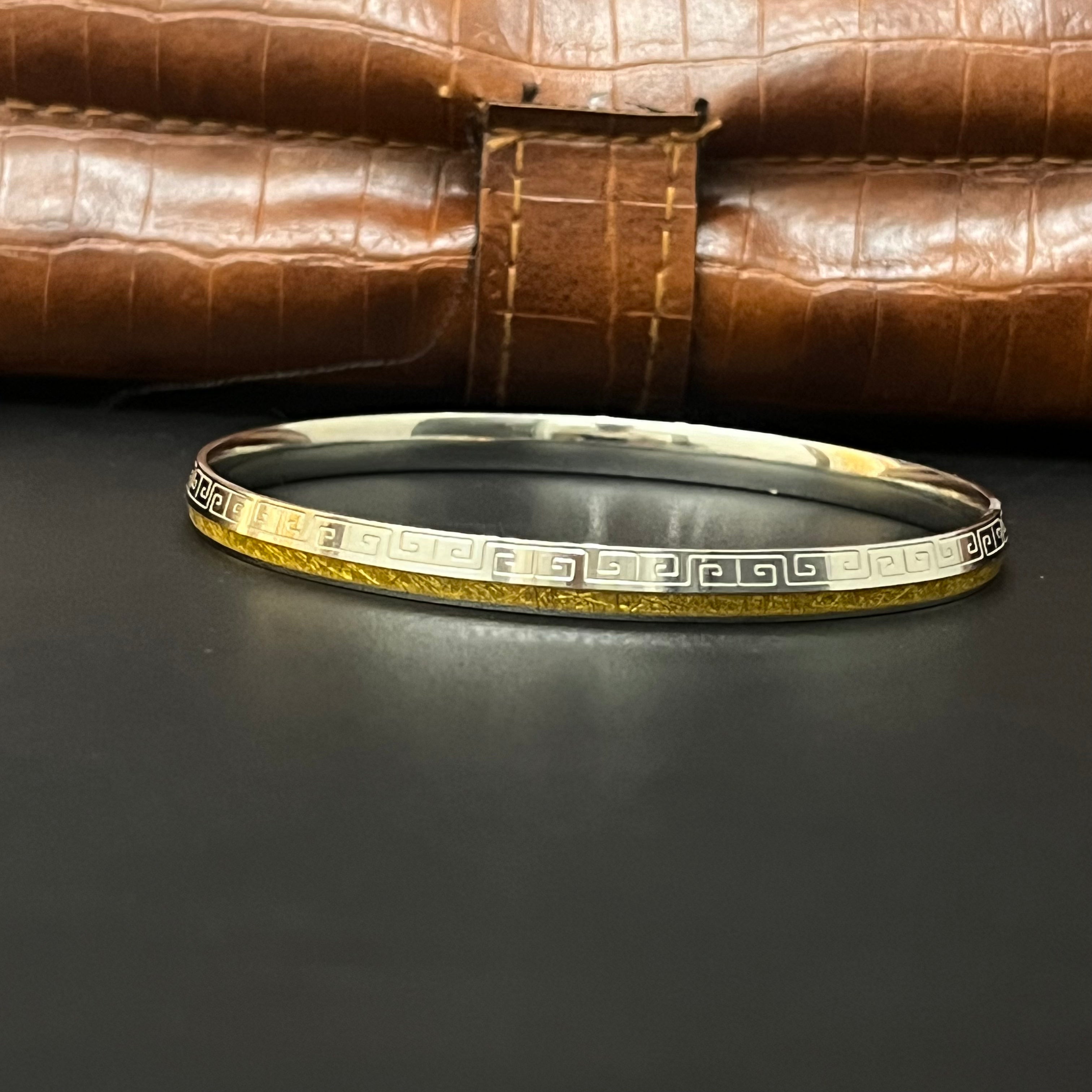 Silver Mens Kada Silver Gold Foil Lining