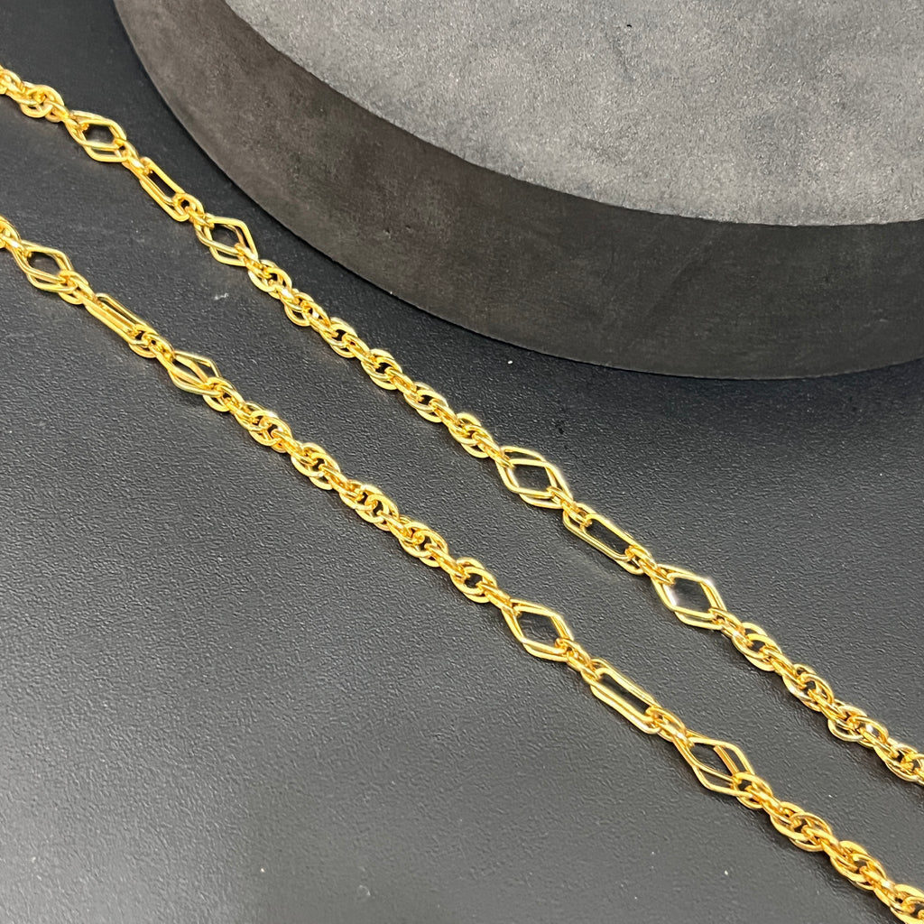 Silver Mens Chain Indo Italian  Majestic Twisted Oval Gold Finish 925