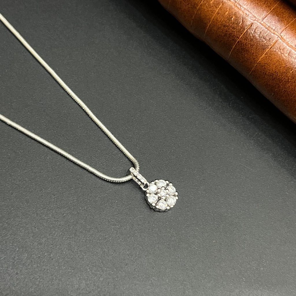 Silver Ladies Pendant Crystal Flower Cluster 925