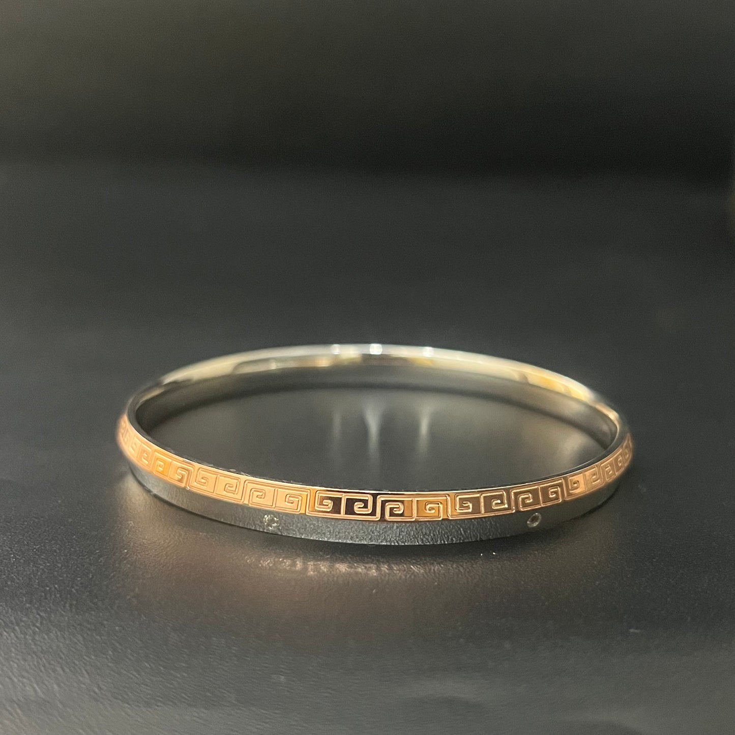 Silver Mens Kada Italian Rosegold Maze