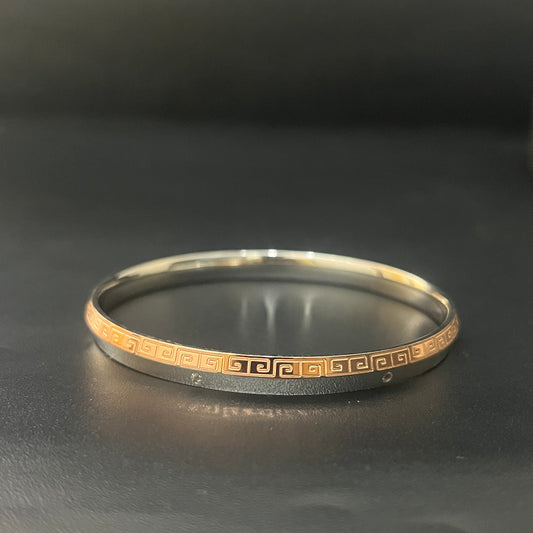 Silver Mens Kada Italian Rosegold Maze