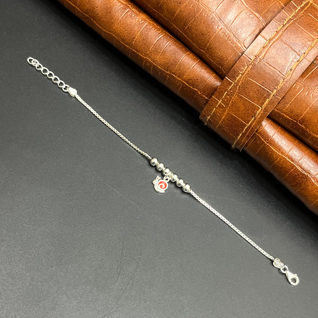 Silver Customised Kids Bracelet Royal Red Swirl Charms 925