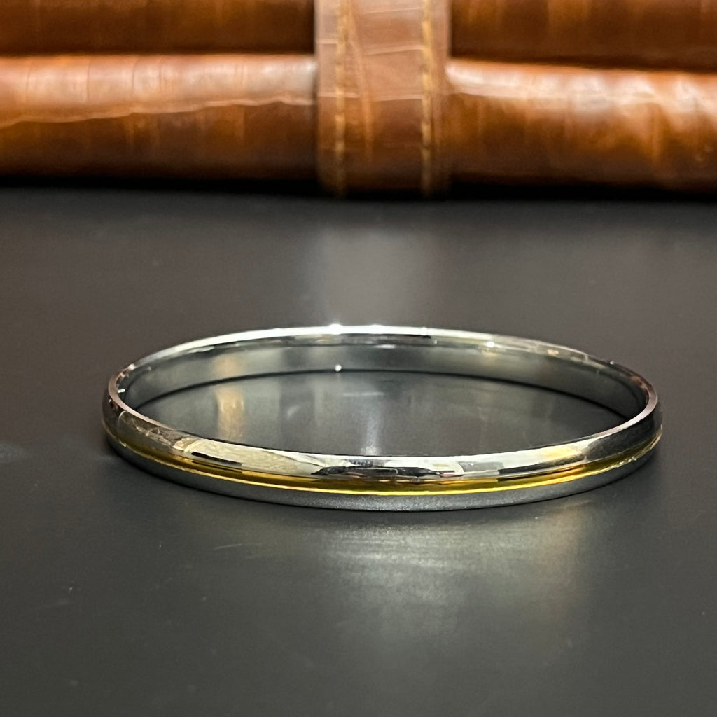 Silver Mens Punjabi Kada Dual Tone Gold Finish M01
