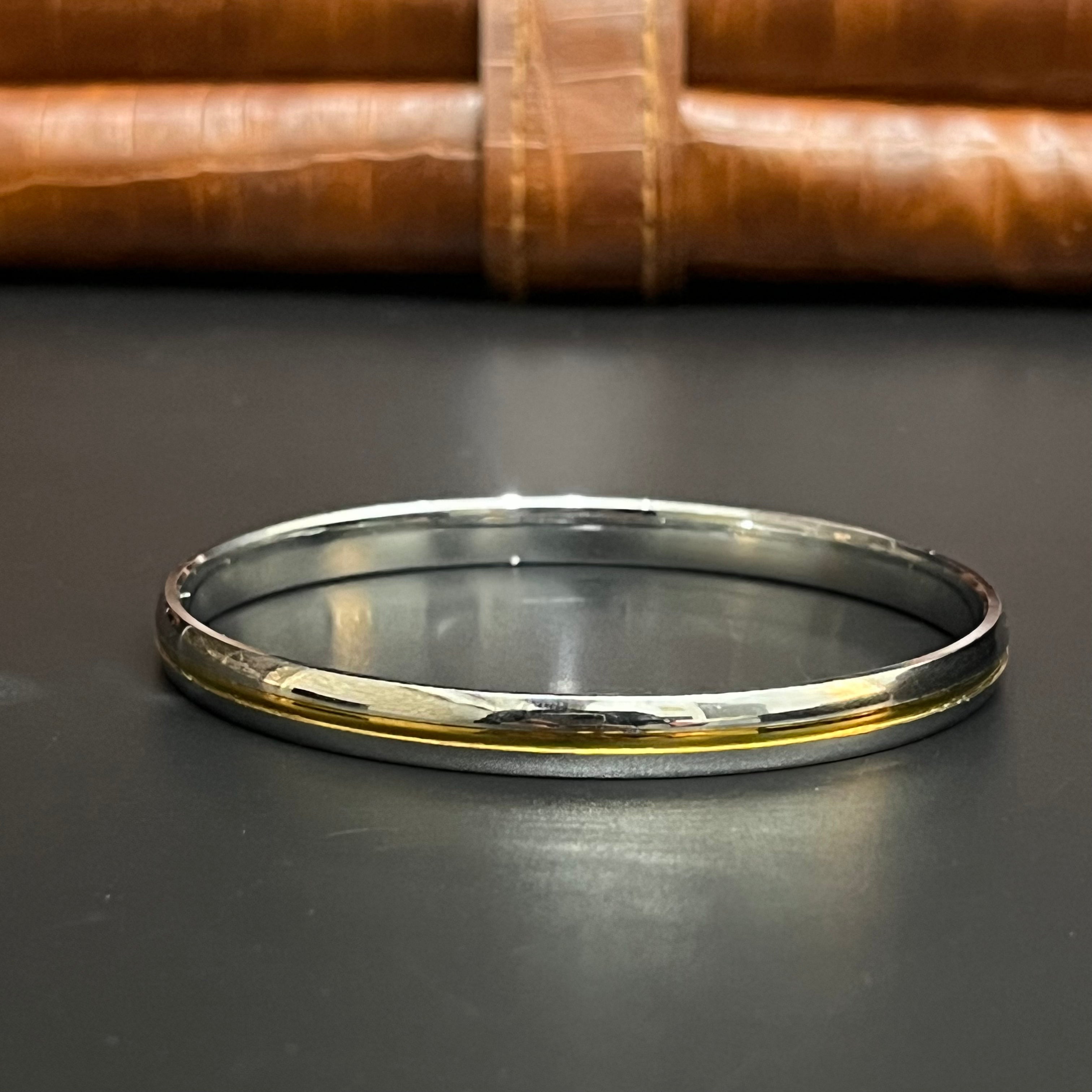 Silver Mens Punjabi Kada Dual Tone Gold Finish M01