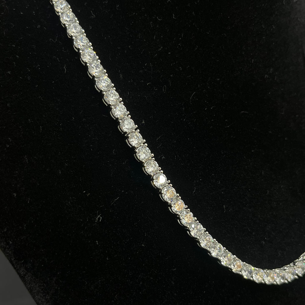 Silver Mens Tennis Chain Elegant Floral Crystal Link M02 925