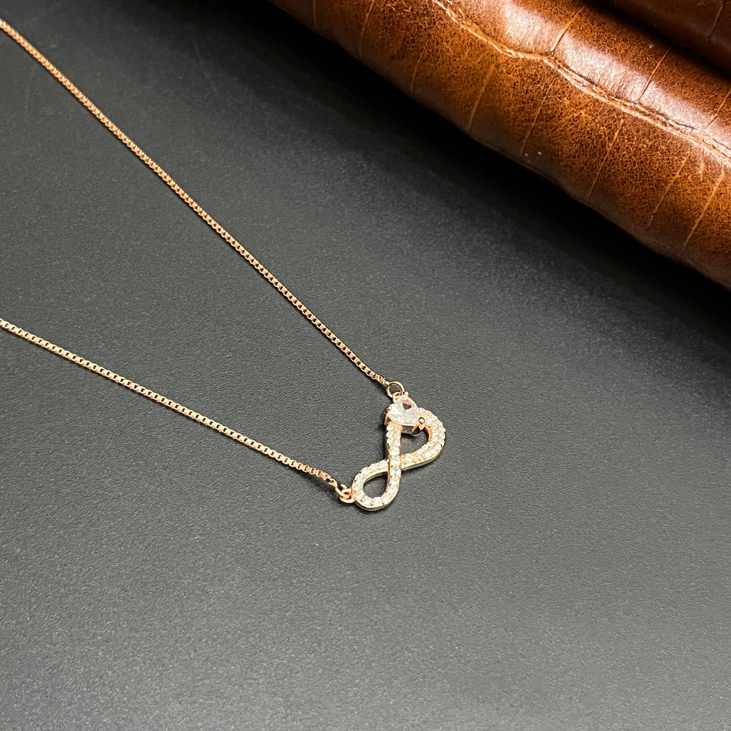 Silver Ladies Pendant Chain Infinity Heart Charms Rose Gold 925