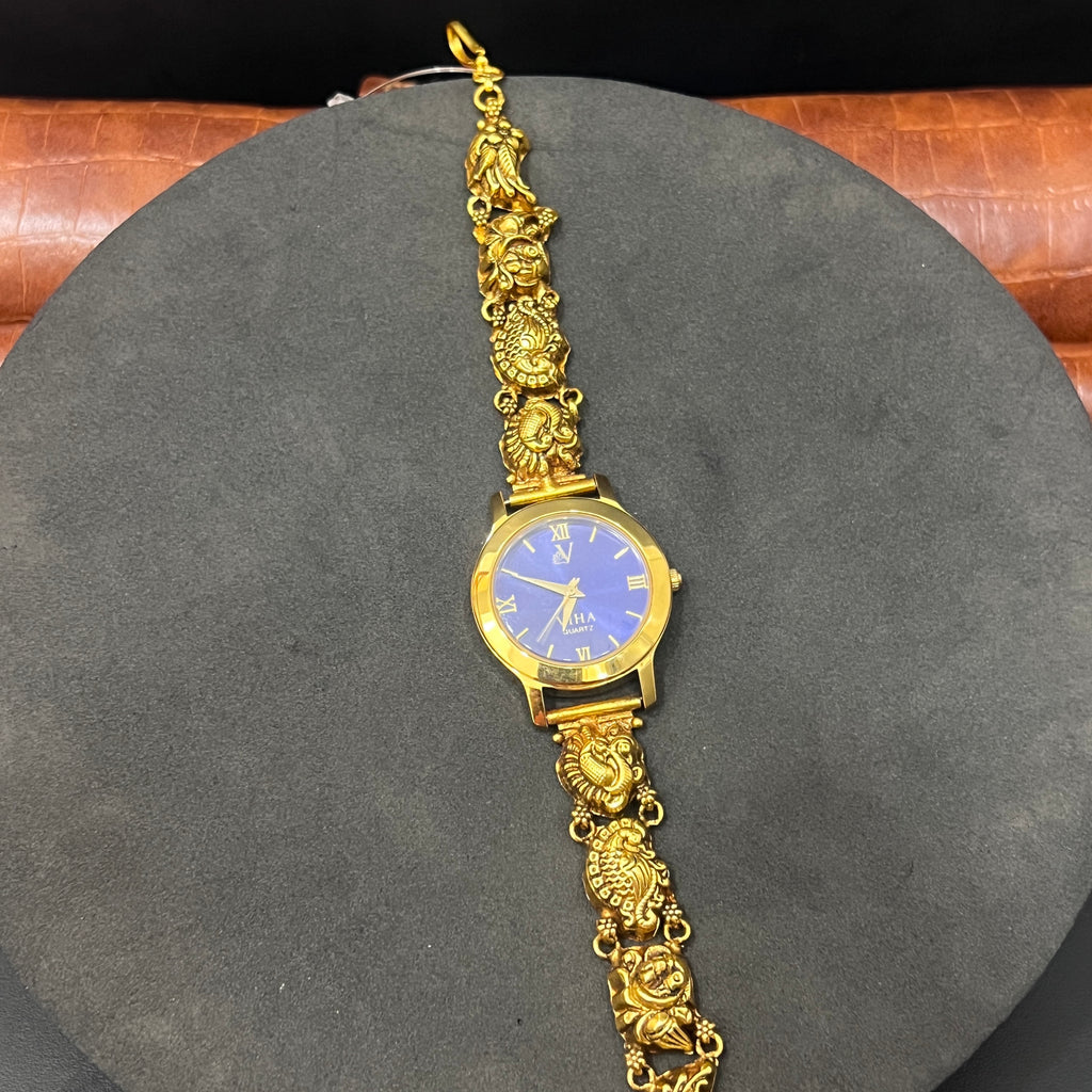 Silver  Ladies Watch Antique Royal Peacock Gold Finish 925