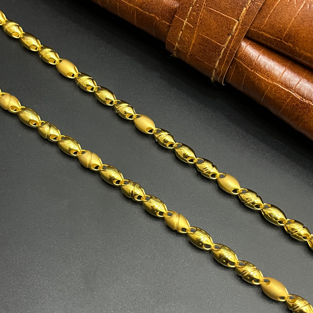 Silver Mens Chain Luxury Oval Link Chain Gold Finish 925
