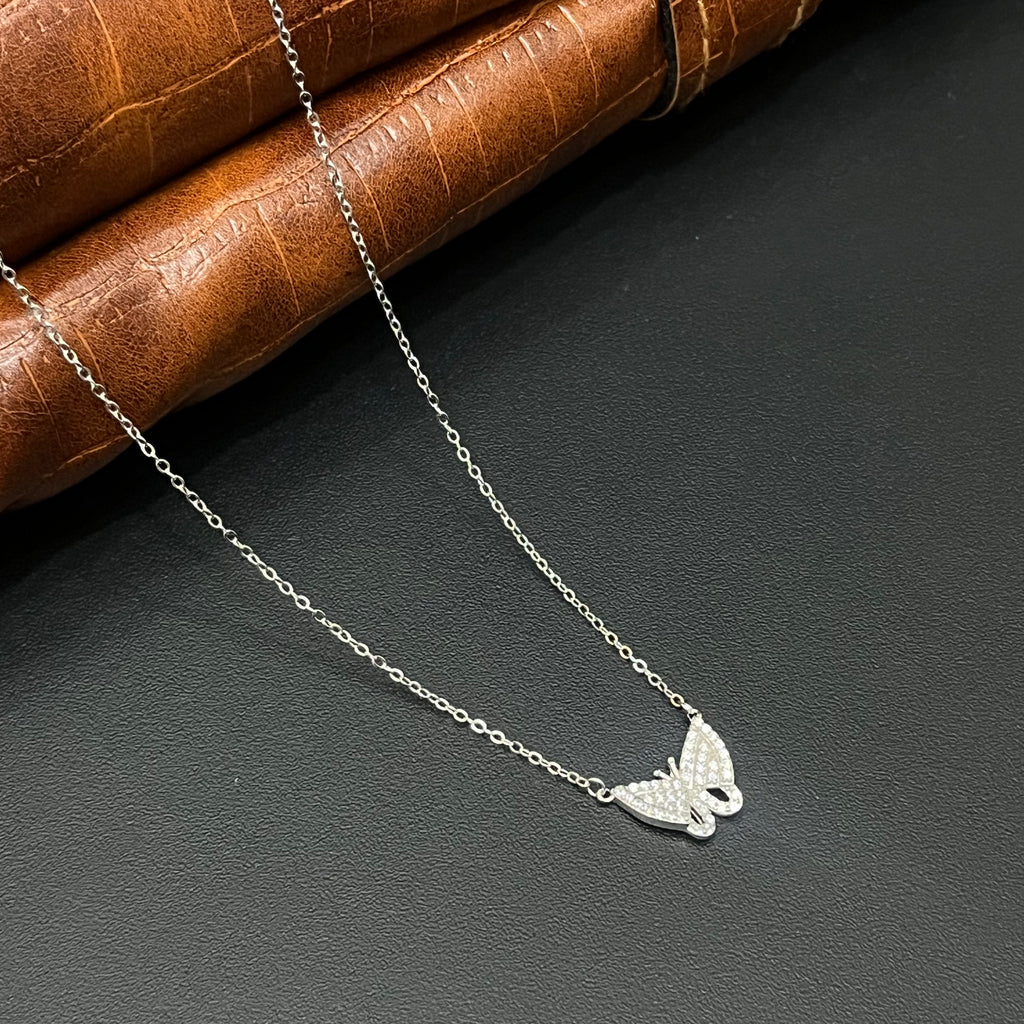 Silver Ladies Chain Butterfly cz SS