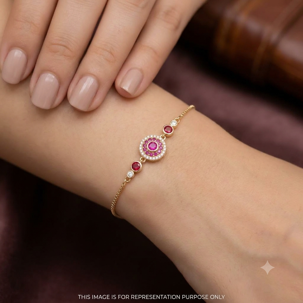 Silver Ladies Bracelet Royal Pink Stone Link Rose Gold 1 925